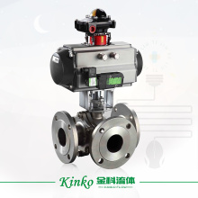 CF8 Pneumatic flange three-way ball valve